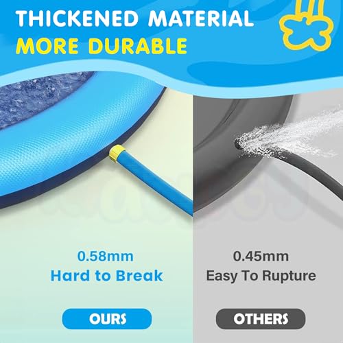 Image of Kidology Splash Pad for Kids - 58 inch Inflatable Sprinkler Water Play Mat for Toddlers & Children - Outdoor Backyard Summer Toy for Ages 3-10 - Non-Slip Splash Pool for Boys & Girls Baby Water Toys