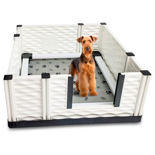 EZwhelp EZclassic Medium Dog Whelping Box with Rails, 38" x 38" x 18", Gray Pad