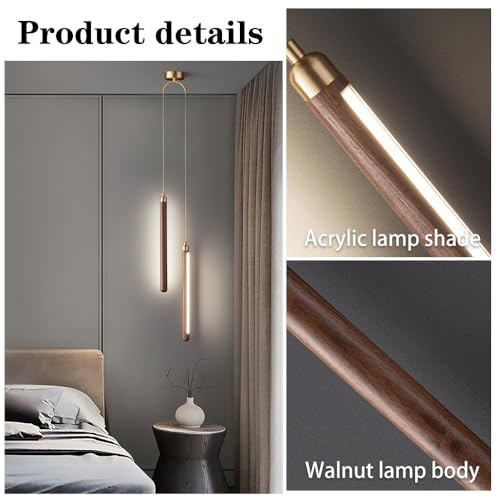 Luces colgantes de nogal negro y latón para decoración de cabecera 6