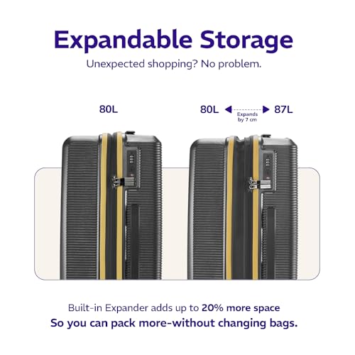 Image of Provogue Primea Medium Check-in Trolley Bag, 65 cm, 24 inch Suitcase, PC Hard Luggage, Anti-Theft Zipper, TSA Lock, Built-in Expander, Built-in Wet Pouch, 8 Wheels, 3 Years Warranty Grey