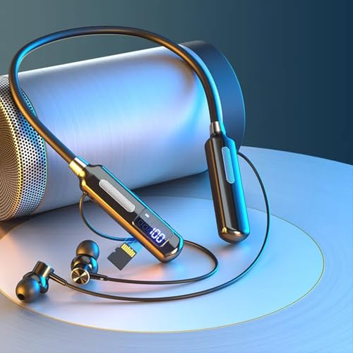 Image of iFAST Digital Display Bluetooth 5.3 Wireless Neckband Earphone with Mic | Up to 100 Hours Music Playtime |Noise Cancellation, Voice Assistance, Dual Pairing, Plug-in Cards Mode [ Black]
