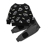 2pcs niños niños traje de sudadera con estampado de dinosaurio de dibujos animados cuello redondo jersey de manga larga tops pantalones de cintura elástica conjunto