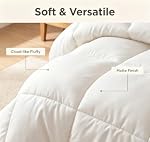 JUWENIN Comforter Set, 3 Piece Solid Bedding for All Seasons, Down Alternative, Includes Comforter and 2 Pillowcases with Corner Tabs (White, Queen)