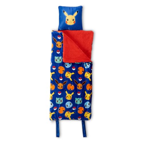Image of Pokemon Bring The Battle, Silk Touch Sherpa Slumber Bag with Attached Pillow, Cozy Portable Sleepover Set, Character Sleeping Bag for Travel, 27 x 56 Inches