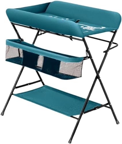 Lucky Star おむつ交換台 おむつ替え台 オムツ替え台 オムツ交換台 おむつ取替テーブル 折りたたみ オムツ キャスター付き収納棚 キャスター付き おむつ取替テーブル 収納付 ママの腰痛対策 新生児 安全ベルト ポータブル収納 移動 持ち運び 簡単