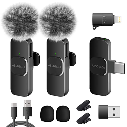 Absgeega Wireless Usb Lavalier Lapel Microphone For Iphone& Ipad& Android Phones Professional Video Recording Lav Mic For Youtube Interview Vlog Livestream & Podcast(No App Or Bluetooth Needed) #TOP26
