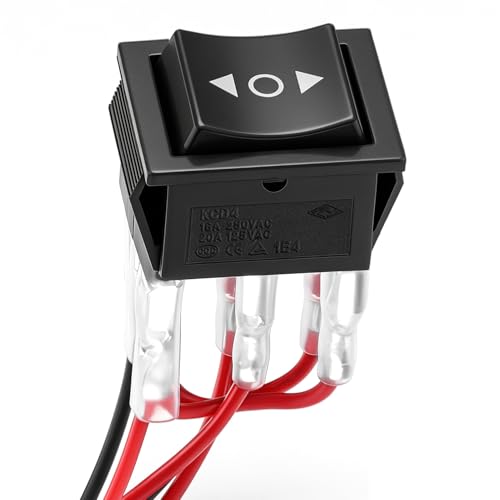 Interrupteur Inverseur De Polarité 12v 16a Double Retour Automatique Rocker Switch Avec Fil 3 Positions On-off-On Pour Moteur à Courant Continu Verin...