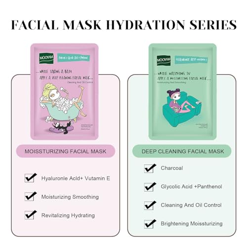 6Pcs Sheet Masks,Hydrating Face Mask Set for Teenage Girls,Face Mask Skincare,Moisturising and Firming Nourishing Face Masks - Soothing Sheet Face Mask - Image 3