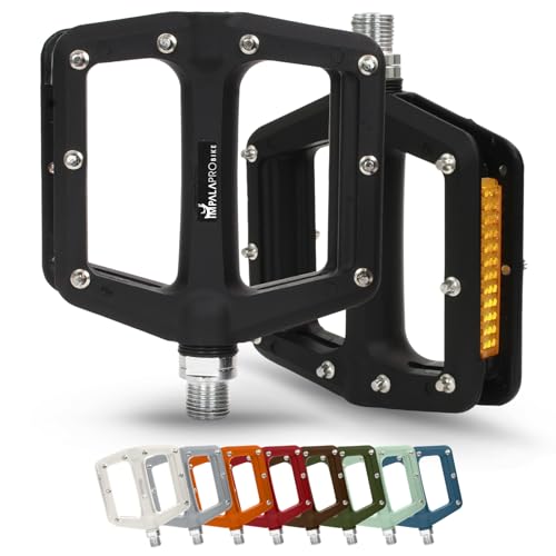 IMPALAPRO - Pedales Bicicleta con Reflectantes - Pedal para Bici con Reflectores - Pedales Plataforma de Nylon Antideslizante - Pedales MTB Carretera City BMX E-Bike - 9/16 Pulgadas (Negro)