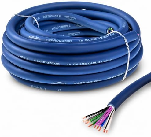 TOPSTRONGGEAR 20 Feet 9-Conductor Speaker Cable, 18AWG 100% OFC, 4-Channel Speaker Wire and Remote Wire (18 Gauge)