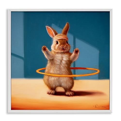 'Hula Hooping Rabbit'| Framed Giclee Art