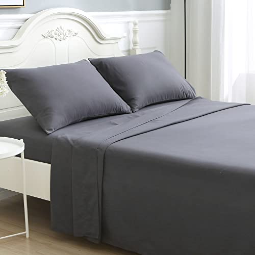 ILAVANDE Grey Queen Sheets Set 4 Piece,Hotel Luxury Super Soft 1800 Series Microfiber Queen Bed Sheets Set-Wrinkle Free & Breathable-14" Deep Pocket Sheets for Queen Size Bed(Queen,Grey)