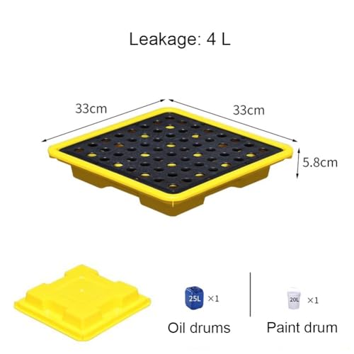 Industrial Spill Containment Pallet - Stackable Oil Leak Tray for Warehouse and Laboratory Use 1pc(4L/33x33x5.8 Cm)