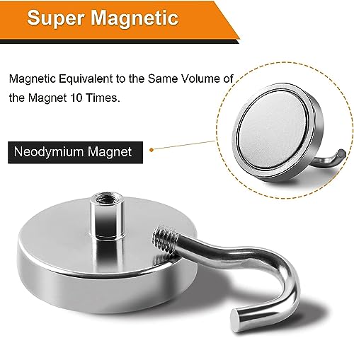 Image of DIYMAG Magnetic Hooks,170lbs Heavy Duty Magnets with Hook Silver 6 Pack | Rare Earth N52 2026 Cruise Cabin Ship Essentials for Fridge Hanging Classroom Beach Vacation Kitchen Grills Home Must Have