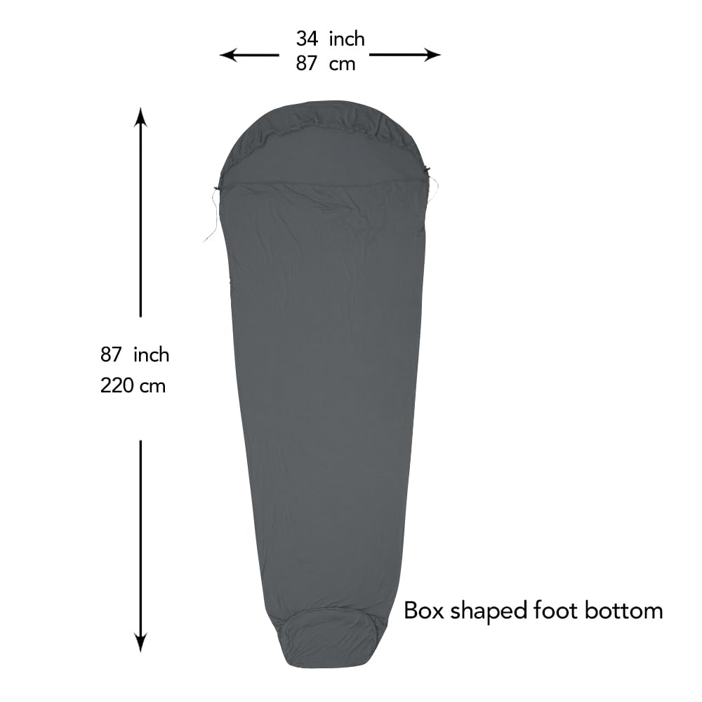 Sábanas de viaje para hotel, rayón derivado de bambú, saco de dormir para adultos, clima cálido/forro de saco de dormir de verano para camping y viajes, rectangular con bolsillo de almohada, momia,