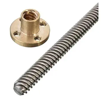 INVENTO 2Pcs 300mm Trapezoidal Lead Screw T8 8mm Pitch 2mm Lead 8 TR8 + 2pcs Brass nut for 3D Printer CNC Robotics