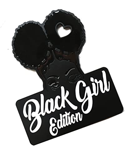 Image of Custom Black Girl Edition Car Badge Emblem Decals - Compatible Vehicles, Doors, Body, Fenders, Trunk - Stylish Dynamic Look (White)