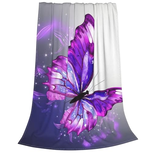 Couverture en flanelle douce plaid violet papillon cocon de douceur - 3