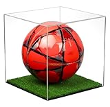 Better Display Cases Clear Acrylic Full Size Soccer Ball Display Case with Turf Base (A007-CTB)