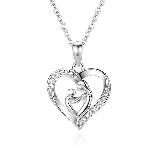 Colar feminino, presente de dia das mães, para mãe, cor prata, Metal