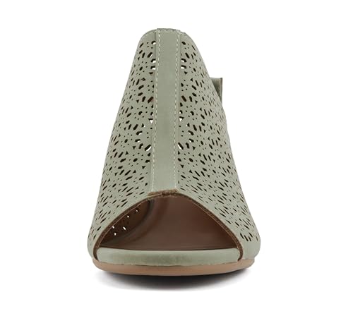 Image of CITYCLASSIFIED inchElect inch ~ Women's Peep Toe Laser Cut Geometric Caged Slingback Ankle Strap Low Stacked Heel Ankle Bootie