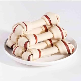 UrbanX Rawhide Free Dog Bones, 4" Real Chicken Wrapped Dog Chew Bones for Rhodesian Ridgeback and Other Large Hound Dogs Training Treats - 7 Count