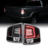 AKKON - Fits 1994-2004 Chevy S10 Pickup GMC Sonoma 96-00 Isuzu Hombre DRL LED Tube Black Tail Lights Pair Left+Right