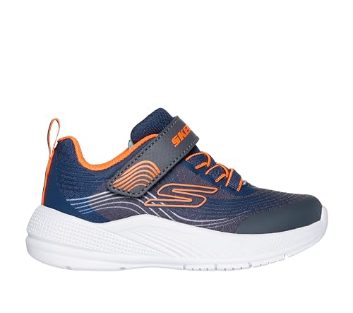 Skechers Kids Microspec Advance Sneaker, Navy/Orange, 3 Little Kid