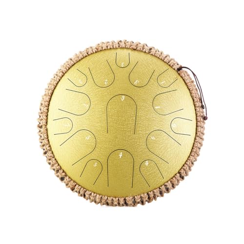 金属ドラム 打楽器 15音14インチ 35cm Dメジャ- タングドラム プロパノ一夕 楽器 打楽器 スチ一ルドラム- 音楽演奏、心の癒し、子供向け簡単楽器、瞑想ヨガ、音楽療法(イエロー)