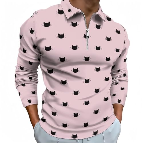 Polo à manches longues homme t-shirt de golf d'automne décontracté zippé