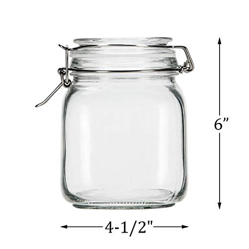 Kingrol 4 Pack 34 Ounces Glass Jars, Wide Mouth Storage Canister Jars with Bail and Trigger Clamp Lids for Pickling, Preserving, Canning, Dry Food Storage - Thumbnail 3