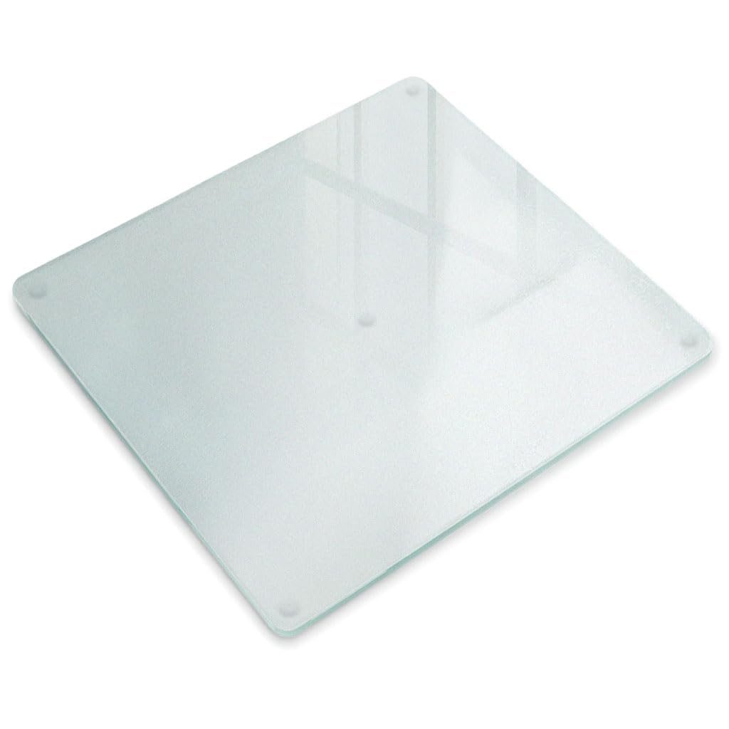 Planche à Découper en Verre Satiné 60x52 cm Facile à Nettoyer Effet Mat pour la Cuisine Rectangulaire avec Pieds Antidérapants Hygiénique Durable Protection des Surfaces