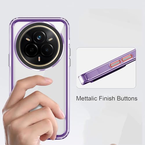 Image of Kapa Warrior Acrylic Clear Back Cover for Realme 14 Pro 5G | Slim Shockproof [Military Grade Protection] Hybrid Bumper Case (Purple Sides)