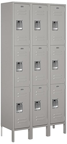 Salsbury Industries 63362Gy-U Triple Tier 36-Inch Wide 6-Feet High 12-Inch Deep Unassembled Standard Metal Locker, Gray #TOP8