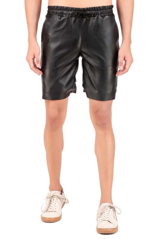 leather retail Men's Regular Fit Solid Shorts with Side Pockets-picture-12