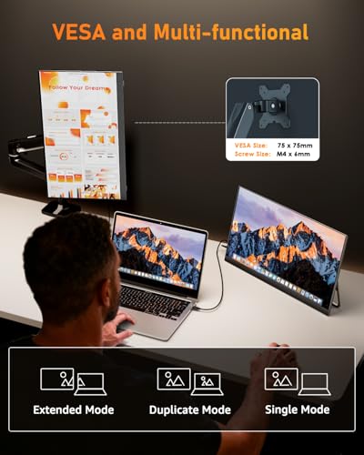 Image of Yodoit Portable Monitor for Laptop 100Hz 18.5 inch FHD 1080P Screen IPS Display with USB Type C Port and Speakers with Smart Cover Metal Compatible with PC, MacBook, Xbox (Black)