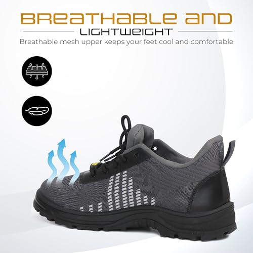 Health Safe Safety Shoes - 10 UK | Puncture-Resistant | Steel Toe Cap | Industrial Shoes | Non-Slip Shoes | Comfortable Fit | Multi-Terrain Protection | Crush Protection | Anti-Nail Penetration