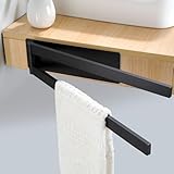 ZUNTO Toalleros de Baño Sin Taladro Toallero Barra Negro, Toallero Acero Inoxidable Toallero Pared para Cocina y Baño, 35cm