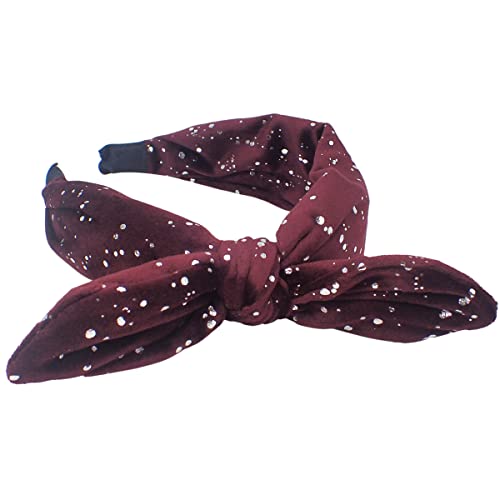 Topkids Accessories Dotted Velvet Bow Alice Bands Adult Women, Hair Accessories for Women Hair Bands for Women Thick Headband