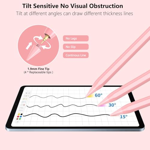 Image of COO Stylus Pen for iPad Pro Air Mini 2018-2025, Palm Rejection Fast Charge | Stylus Pen for iPad 10 /9 /8 /7 /6 Gen, iPad Pro 11 /12.9 inch, Air 7 /6 /5 /4 /3 Gen, Mini 6 /5 Gen, Rose Gold