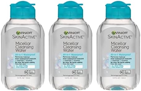 Garnier SkinActive Micellar Cleansing Water, All-in-1 Waterproof Makeup Remover and Facial Cleanser, 3.4 fl oz, 3 Pack