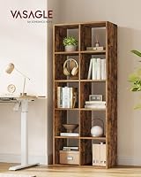 VASAGLE Custos Kollektion - Bücherregal, Würfelregal, Standregal, offene Fächer, Wohnzimmer, Homeoffice, Schlafzimmer, Regal mit 5 Ebenen, 30 x 65,5 x 161,5 cm, vintagebraun LBC168K01 – Ansicht 2