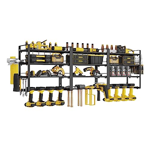 AcornFort W-17 4 Etagen Metall Heavy Duty Garage Werkzeug Werkstatt Schuppen Rack Organizer mit 4 zusätzlichen zusätzlichen Bohrhaltern (4 Etagen, 120 cm)