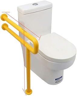 Pasamanos plegables tipo U para pared de baño, reposabrazos de acero inoxidable, para baño, antiestático, antiseguridad, color amarillo B, 70 x 70 cm (amarillo a)