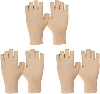 3 Pairs Sunscreen Fingerless Gloves Women Uv Protection Gloves Half Finger Gloves Non Skid Gloves Sunblock Driving Gloves Women, Brown