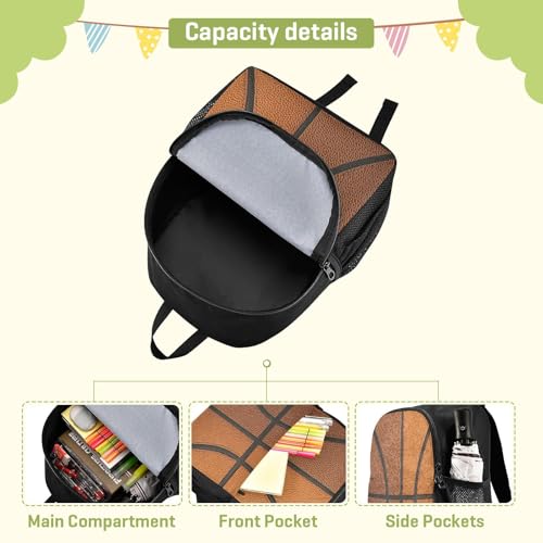 Basketball Texture Brown Kids Backpack for Boys Girls Kindergarten School Backpack for Kids Toddler School Bookbag Age 3-64