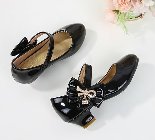 Girls Low Heel Princess Mary Jane Pumps Flower Wedding Party Glitter Dress Shoes4