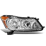 Auto Dynasty Headlights Assembly Compatible with 2008-2012 Honda Accord Sedan, Passenger Right Side Halogen Headlamps Replacement, OE Style HO2503130, Chrome Housing Amber Corner