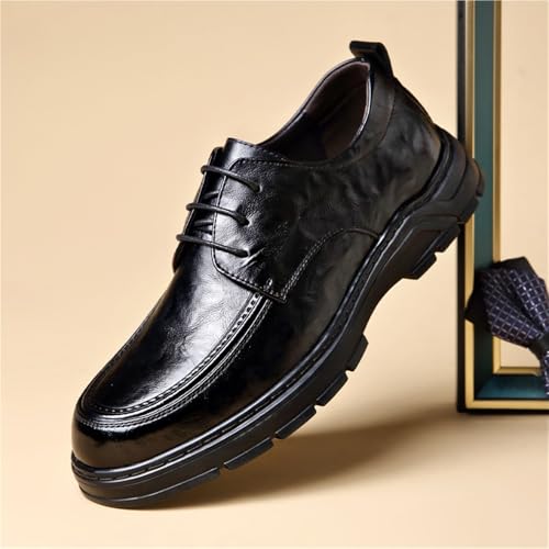 Men's Breathable Comfortable Soft Leather Business Casual Lace-Up Oxfords for Dad2