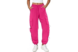 Pink 57 Womens Parachute Cargo Pants